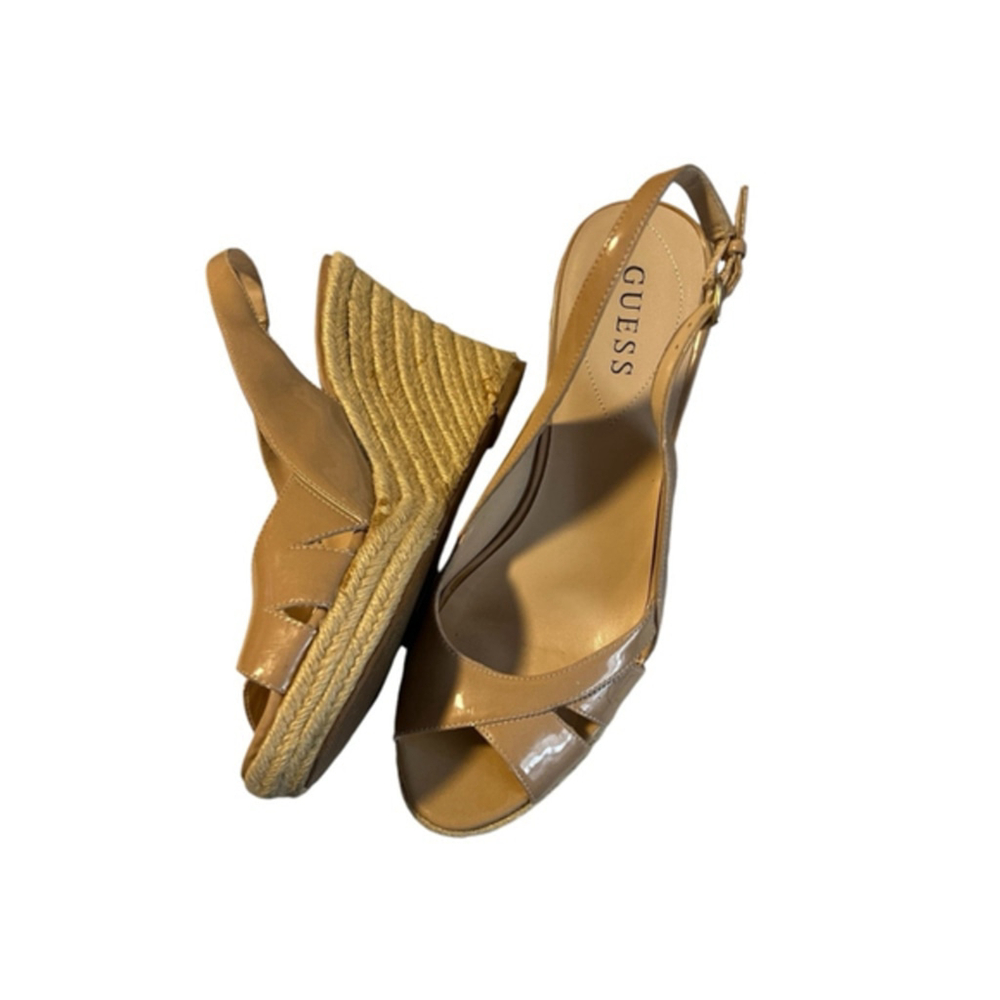Women's Guess Tan Wedge Espadrilles Sandals Size 8